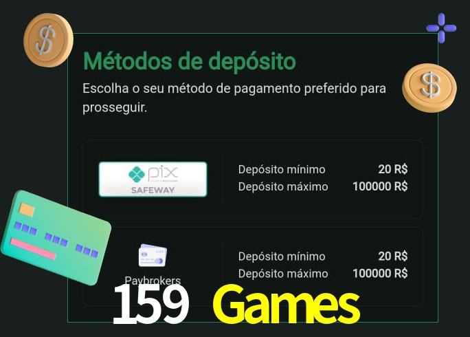 O cassino 159 Games oferece uma grande variedade de métodos de pagamento